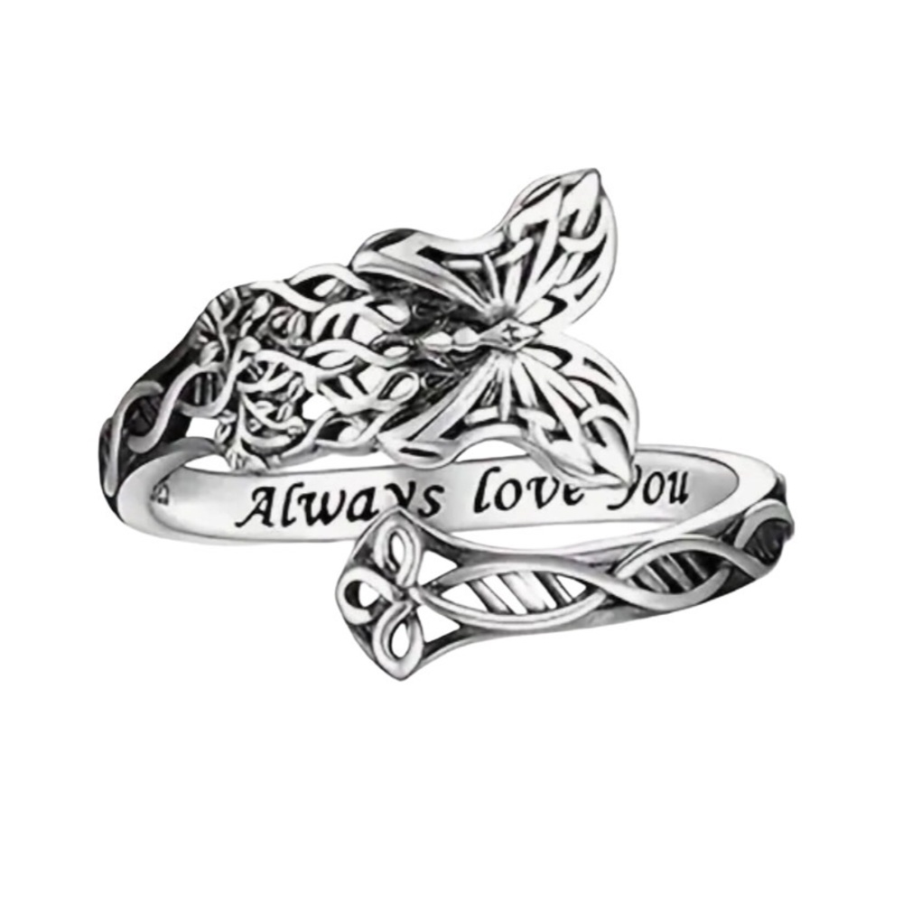 Sterling Silver Always Love You Butterfly Ring